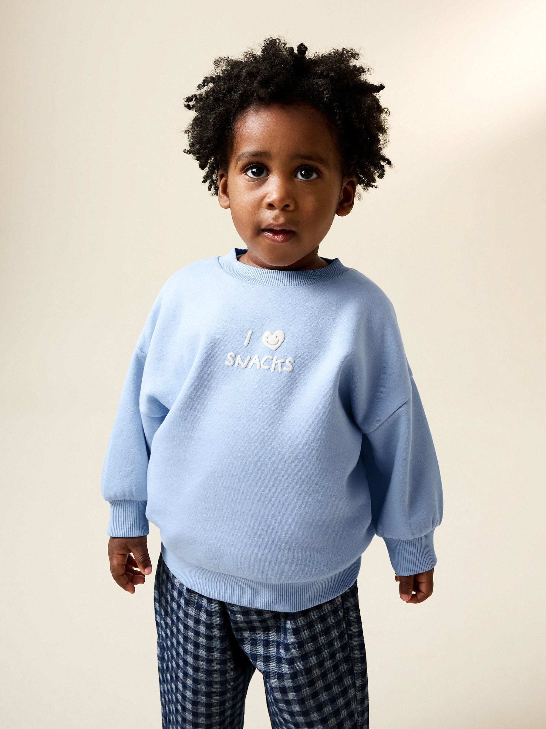 Dsiney Kidz - Blue I Love Snacks Printed Crew Neck Sweat Top (3mths-7yrs) image 1