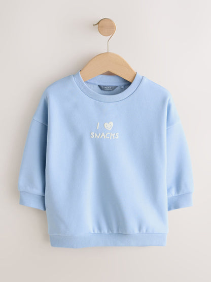 Dsiney Kidz - Blue I Love Snacks Printed Crew Neck Sweat Top (3mths-7yrs) image 5
