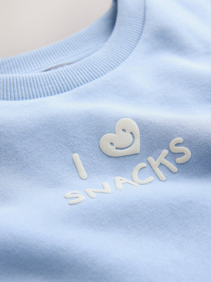 Dsiney Kidz - Blue I Love Snacks Printed Crew Neck Sweat Top (3mths-7yrs) image 8