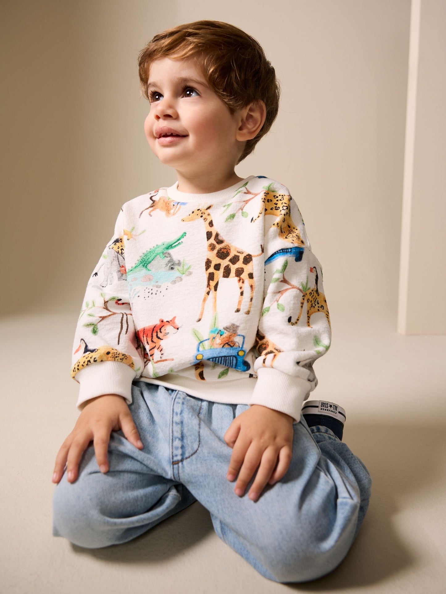 Dsiney Kidz - Watercolour Animals All Over Printed Crew Neck Sweat Top (3mths-7yrs) image 3