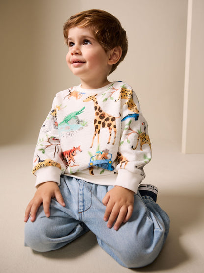 Dsiney Kidz - Watercolour Animals All Over Printed Crew Neck Sweat Top (3mths-7yrs) image 3