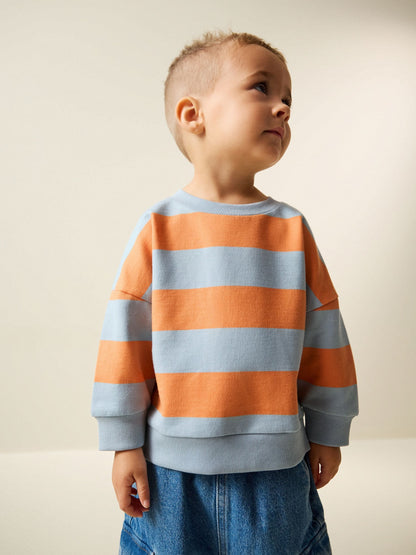 Dsiney Kidz - Orange & Blue Stripe All Over Printed Crew Neck Sweat Top (3mths-7yrs) image 1