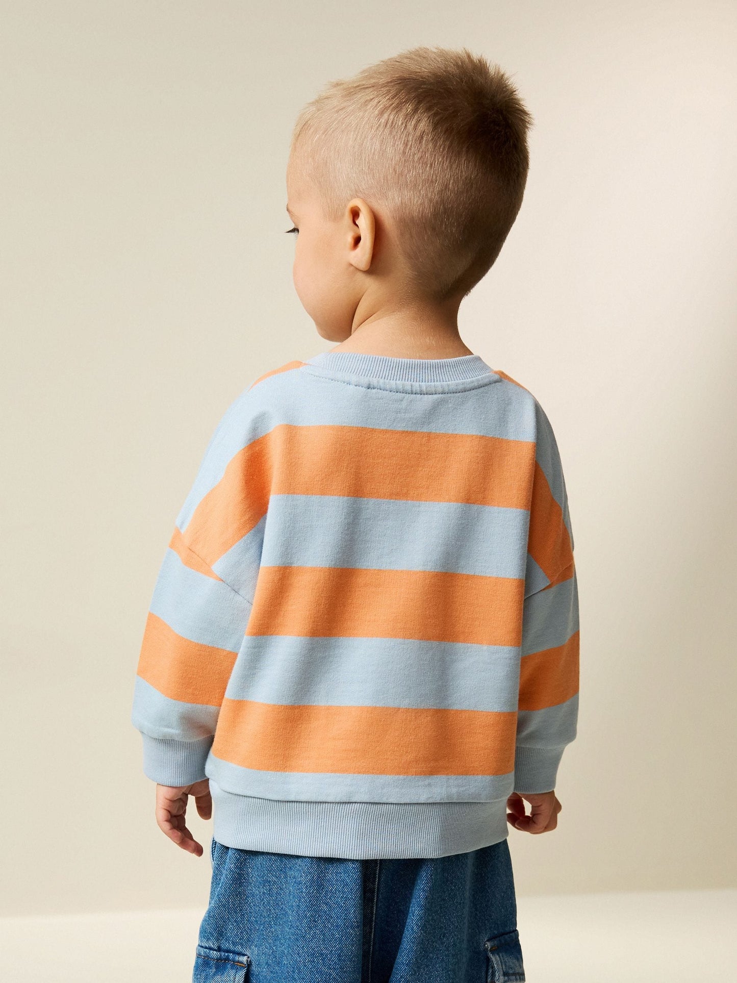 Dsiney Kidz - Orange & Blue Stripe All Over Printed Crew Neck Sweat Top (3mths-7yrs) image 3