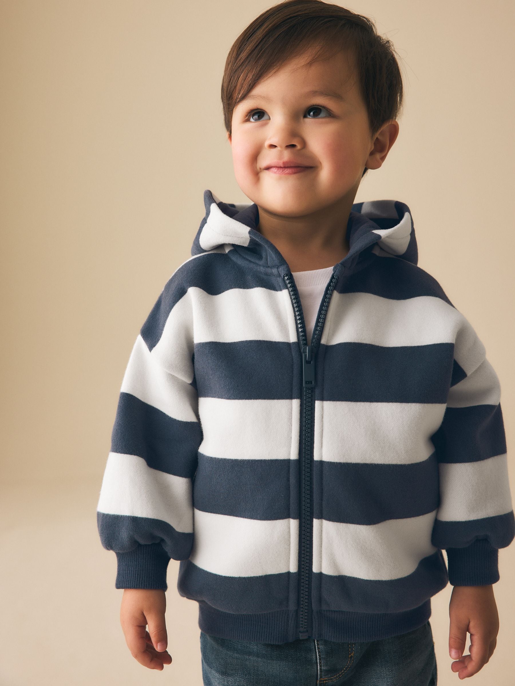 Dsiney Kidz - White/Blue Stripe Zip Thru Hoodie (3mths-7yrs) image 1
