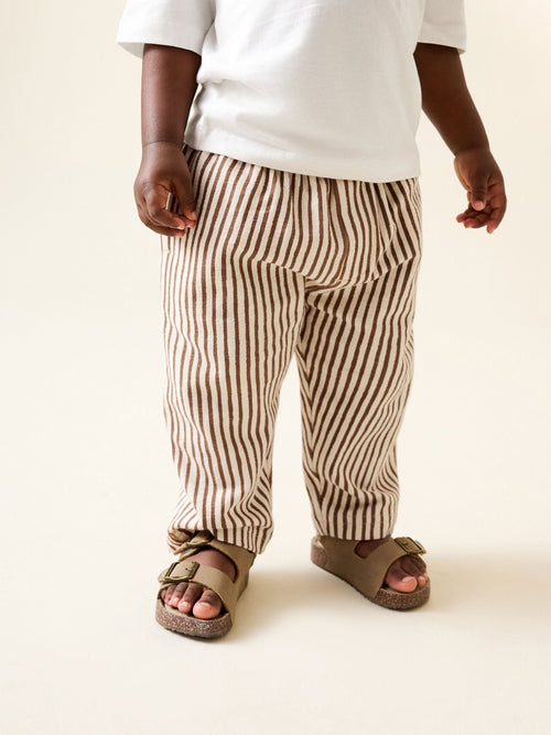 Brown & Ecru Stripe Textured Lightweight Joggers (3mths-7yrs) image 1