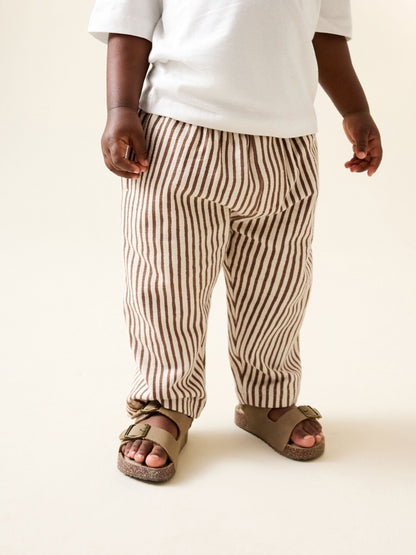 Brown & Ecru Stripe Textured Lightweight Joggers (3mths-7yrs) image 1