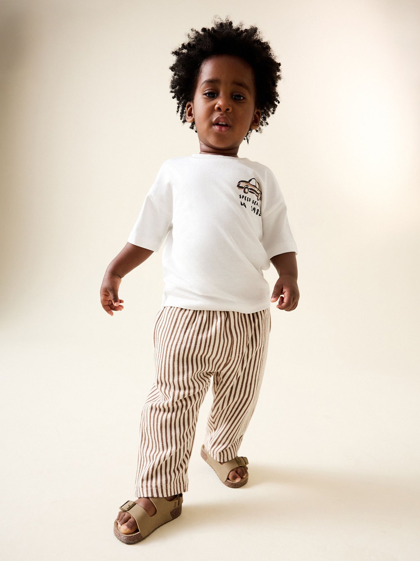 Brown & Ecru Stripe Textured Lightweight Joggers (3mths-7yrs) image 2