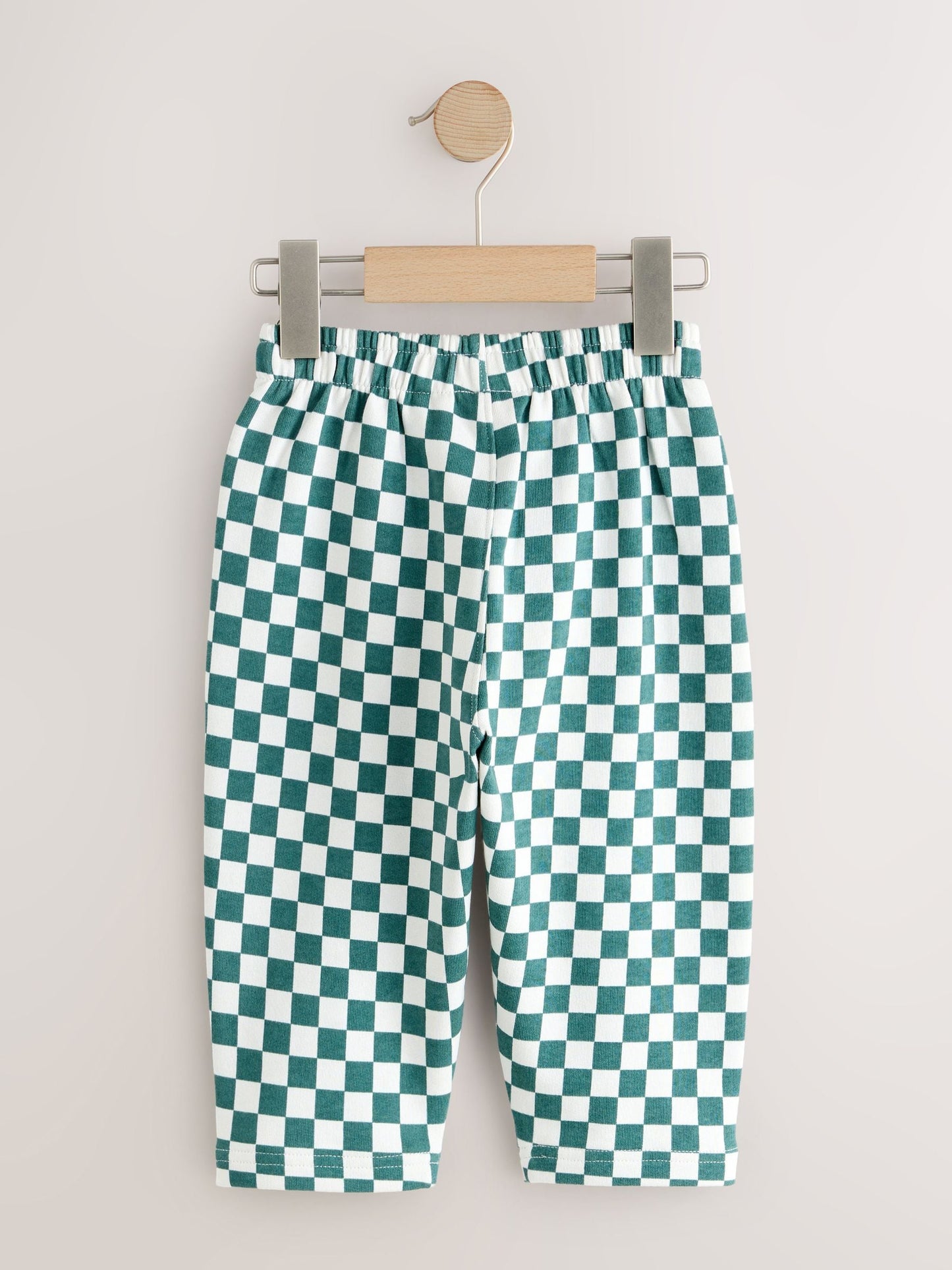 Green/White Checkerboard Single Wide Leg Jersey Joggers (3mths-7yrs) image 5
