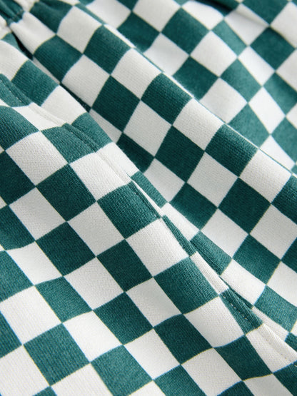 Green/White Checkerboard Single Wide Leg Jersey Joggers (3mths-7yrs) image 6