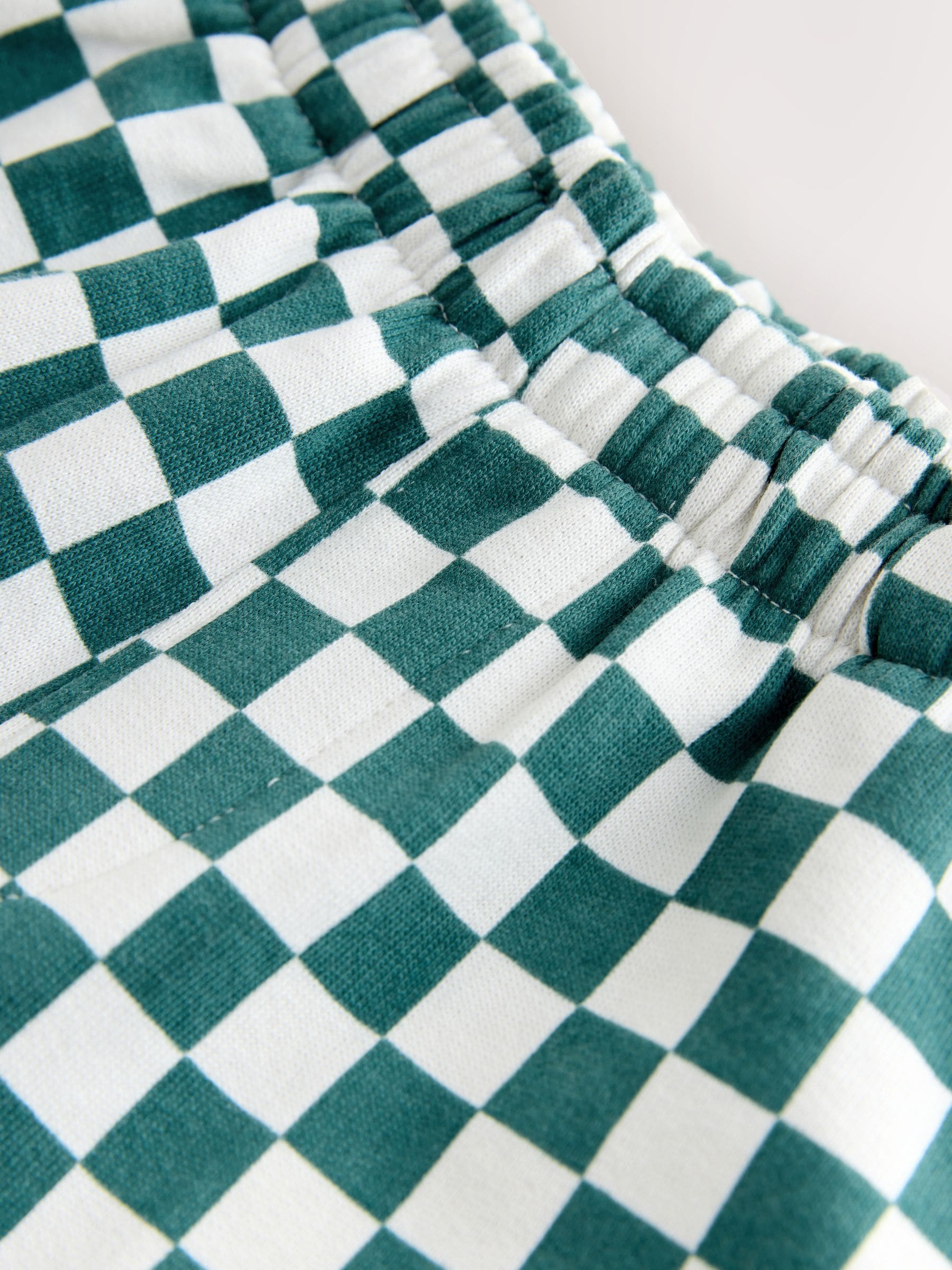 Green/White Checkerboard Single Wide Leg Jersey Joggers (3mths-7yrs) image 7