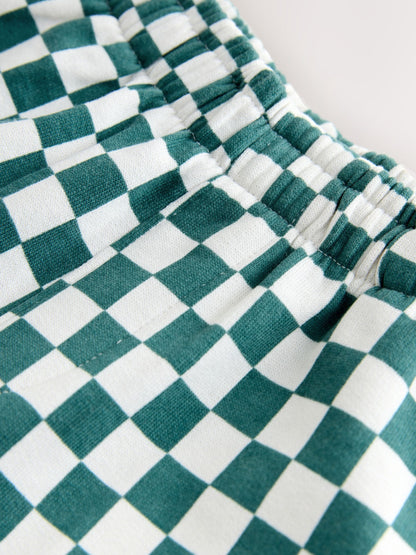 Green/White Checkerboard Single Wide Leg Jersey Joggers (3mths-7yrs) image 7