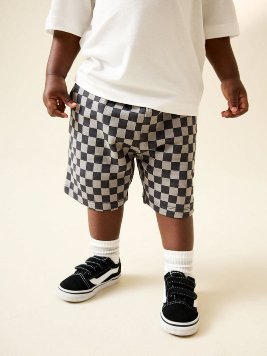 Charcoal Checkerboard Jersey Shorts (3mths-7yrs) image 1