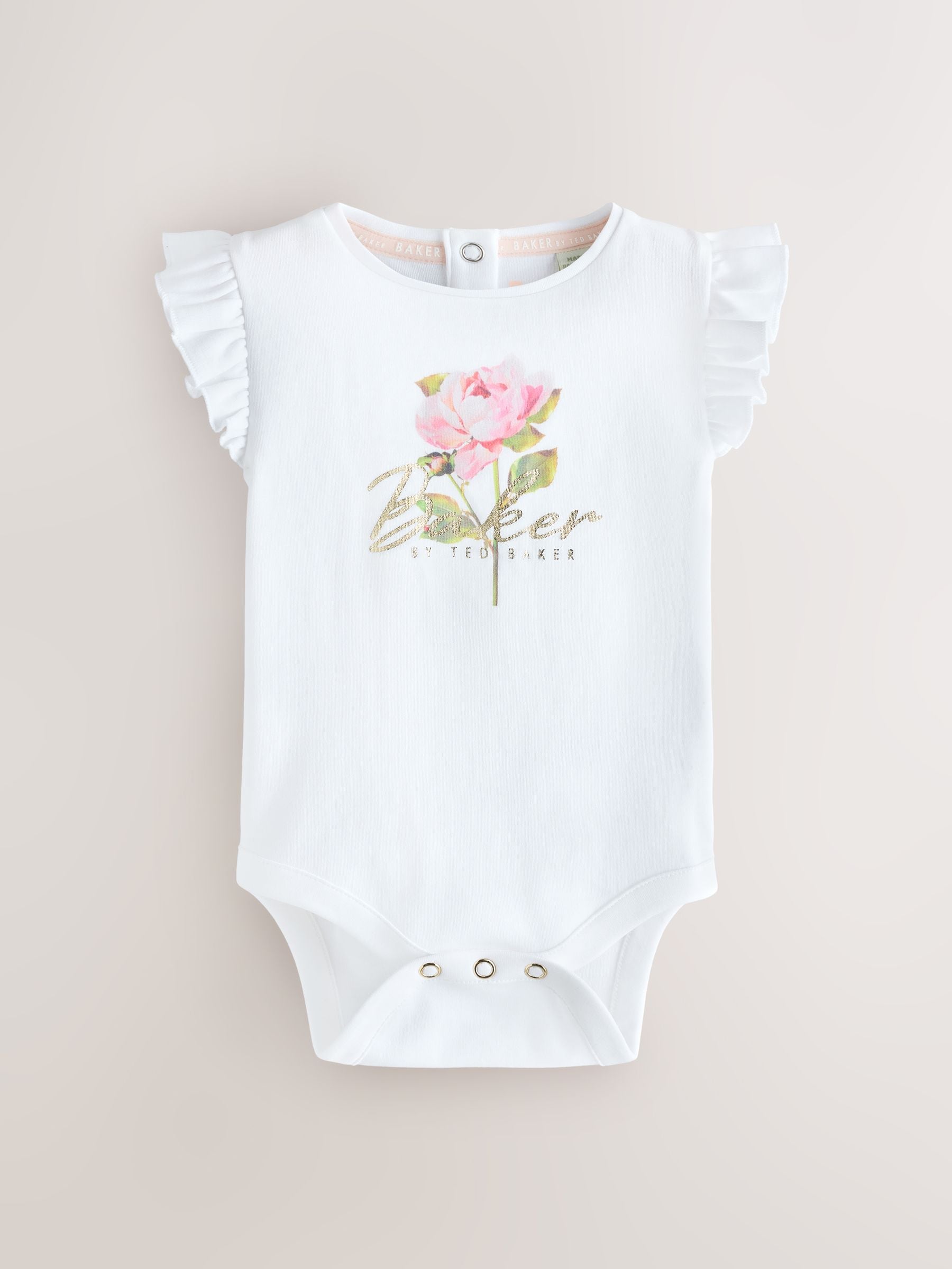 Baker by Ted Baker 2 Pack White/Pink Frill Bodysuits image 2