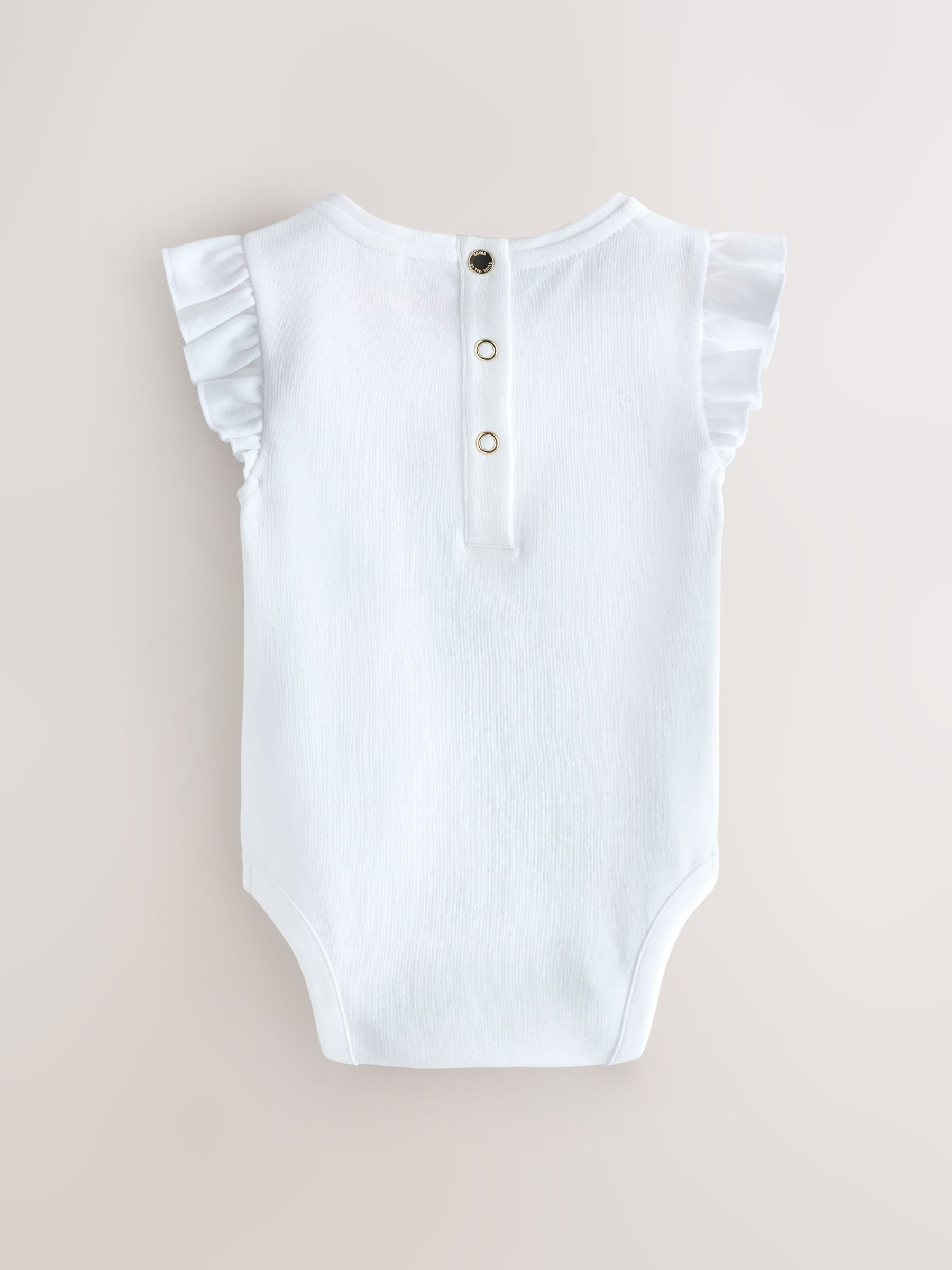 Baker by Ted Baker 2 Pack White/Pink Frill Bodysuits image 4