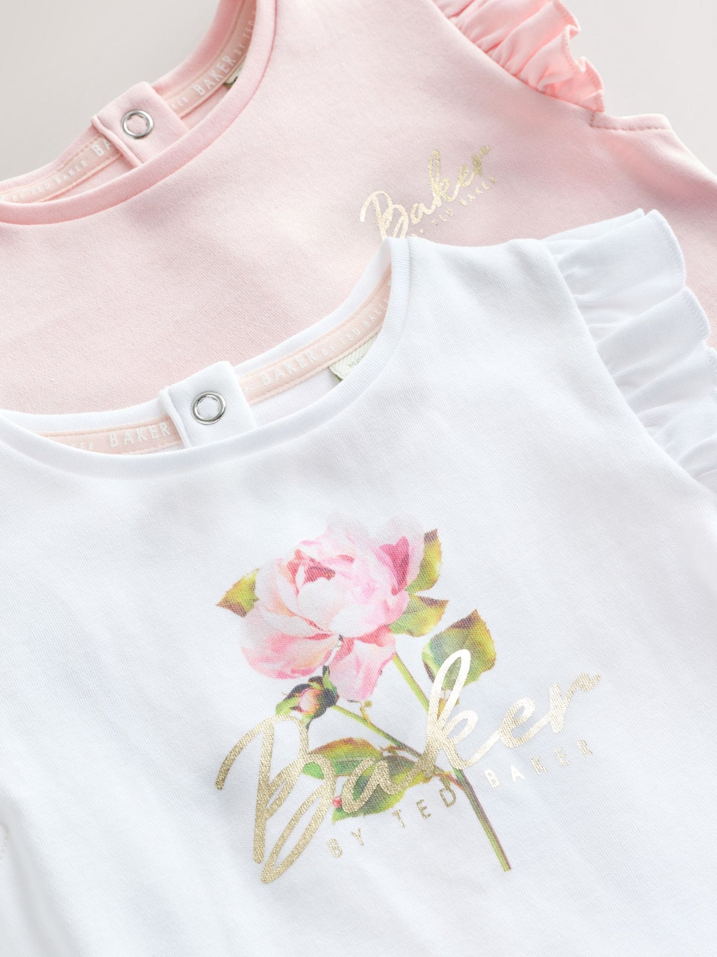 Baker by Ted Baker 2 Pack White/Pink Frill Bodysuits image 5