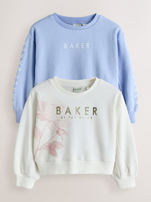 Baker by Ted Baker Blue/White Floral Graphic Sweat Tops 2 Pack image 1