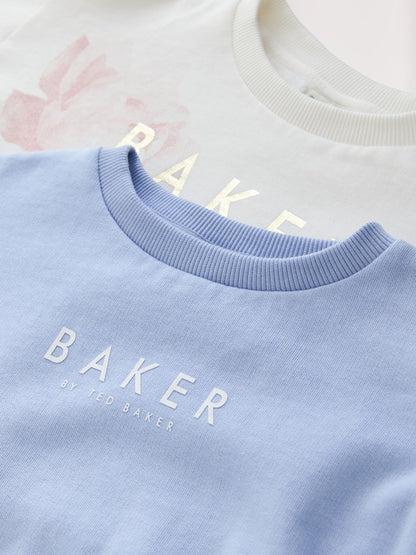 Baker by Ted Baker Blue/White Floral Graphic Sweat Tops 2 Pack image 5