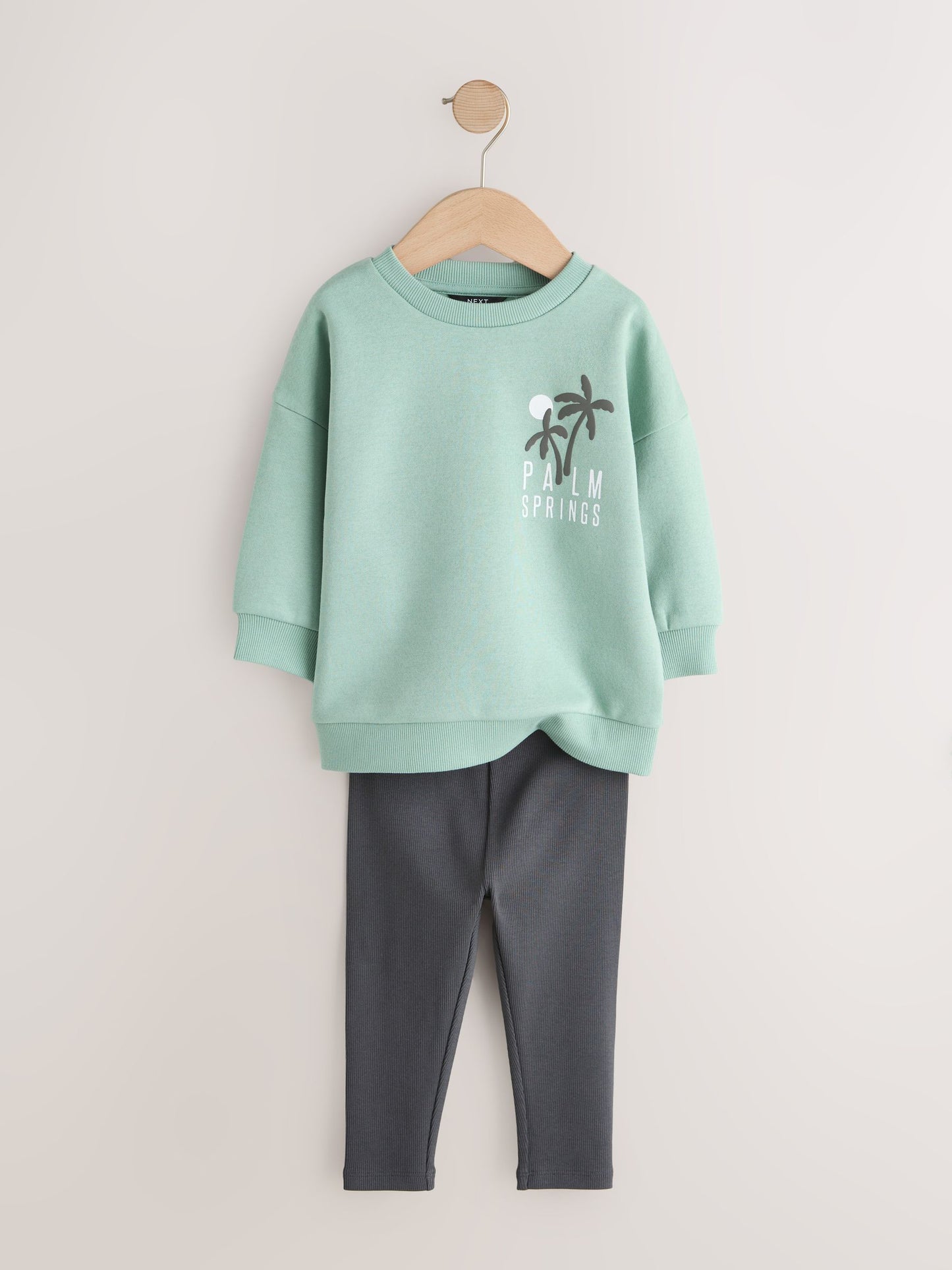 Sage Green Crew Neck Sweatshirt and Leggings Set (3mths-7yrs) image 5
