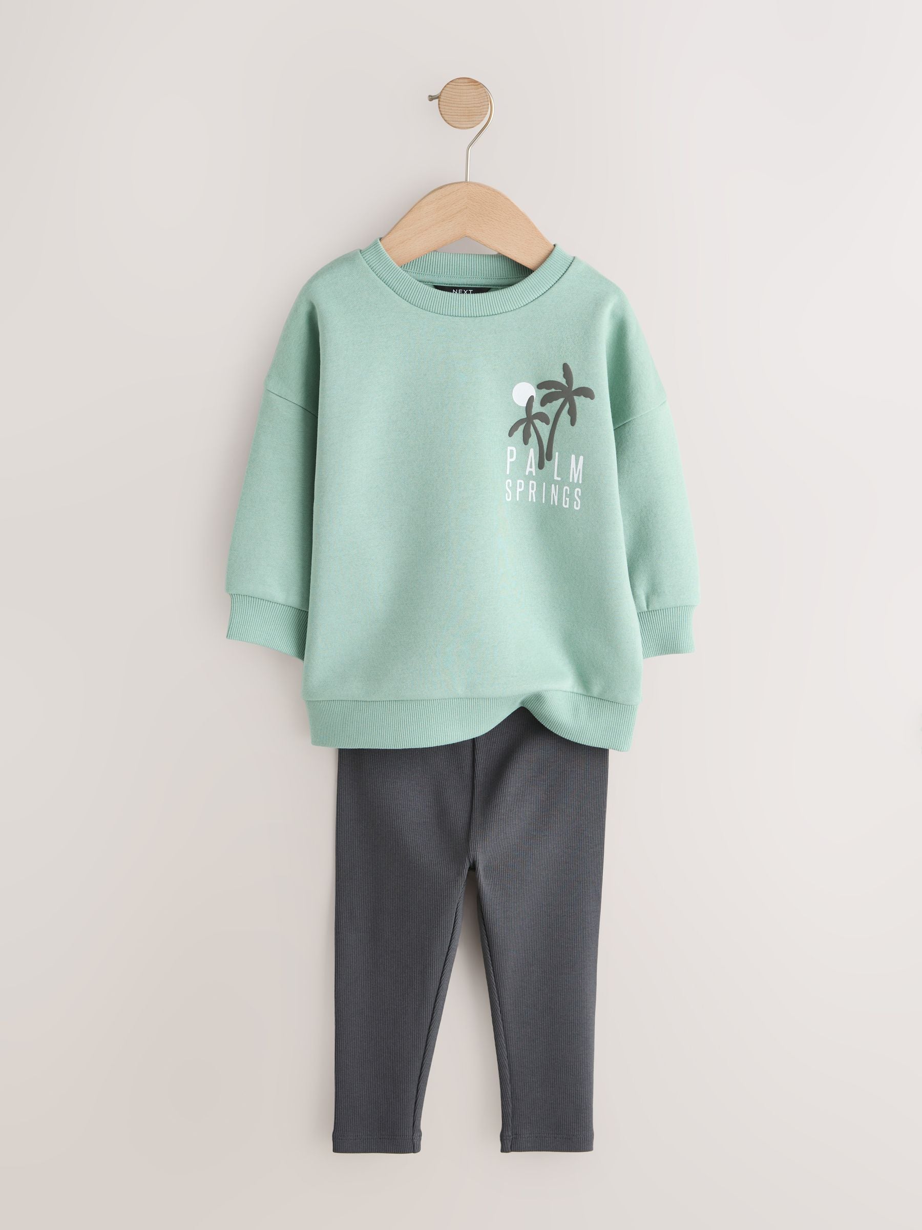 Sage Green Crew Neck Sweatshirt and Leggings Set (3mths-7yrs) image 5