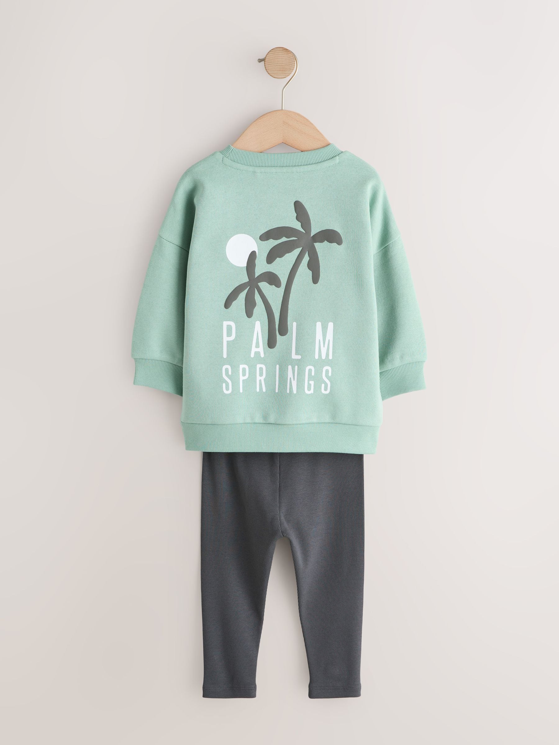 Sage Green Crew Neck Sweatshirt and Leggings Set (3mths-7yrs) image 6