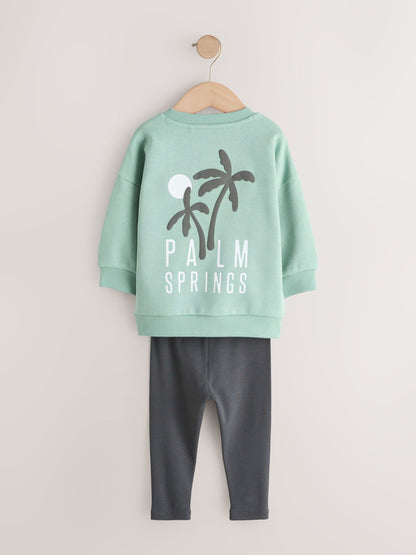 Sage Green Crew Neck Sweatshirt and Leggings Set (3mths-7yrs) image 6