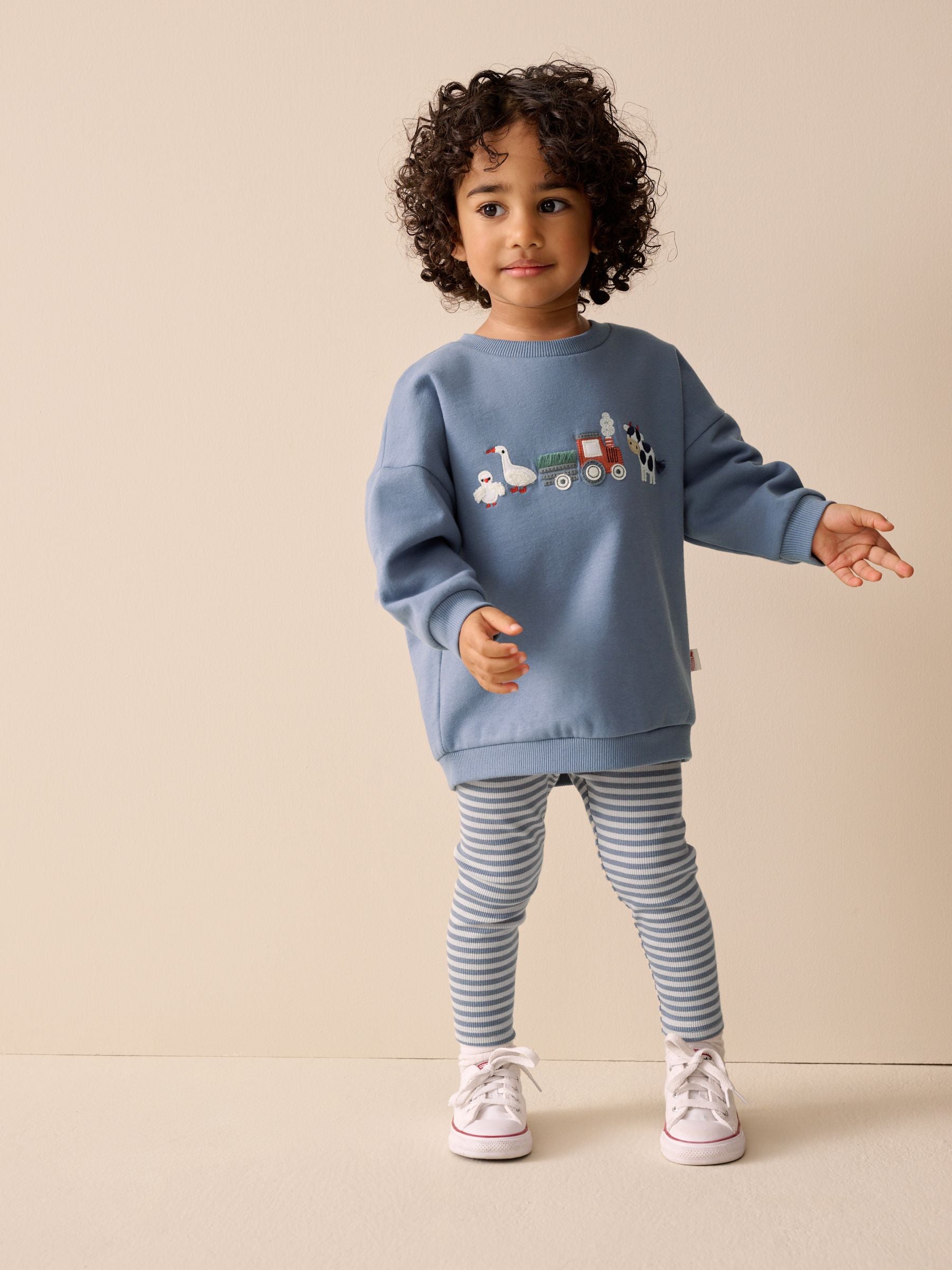 Mid Blue Crew Neck Sweatshirt and Leggings Set (3mths-7yrs) image 1