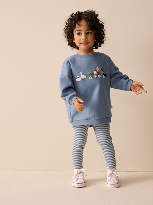 Mid Blue Crew Neck Sweatshirt and Leggings Set (3mths-7yrs) image 1