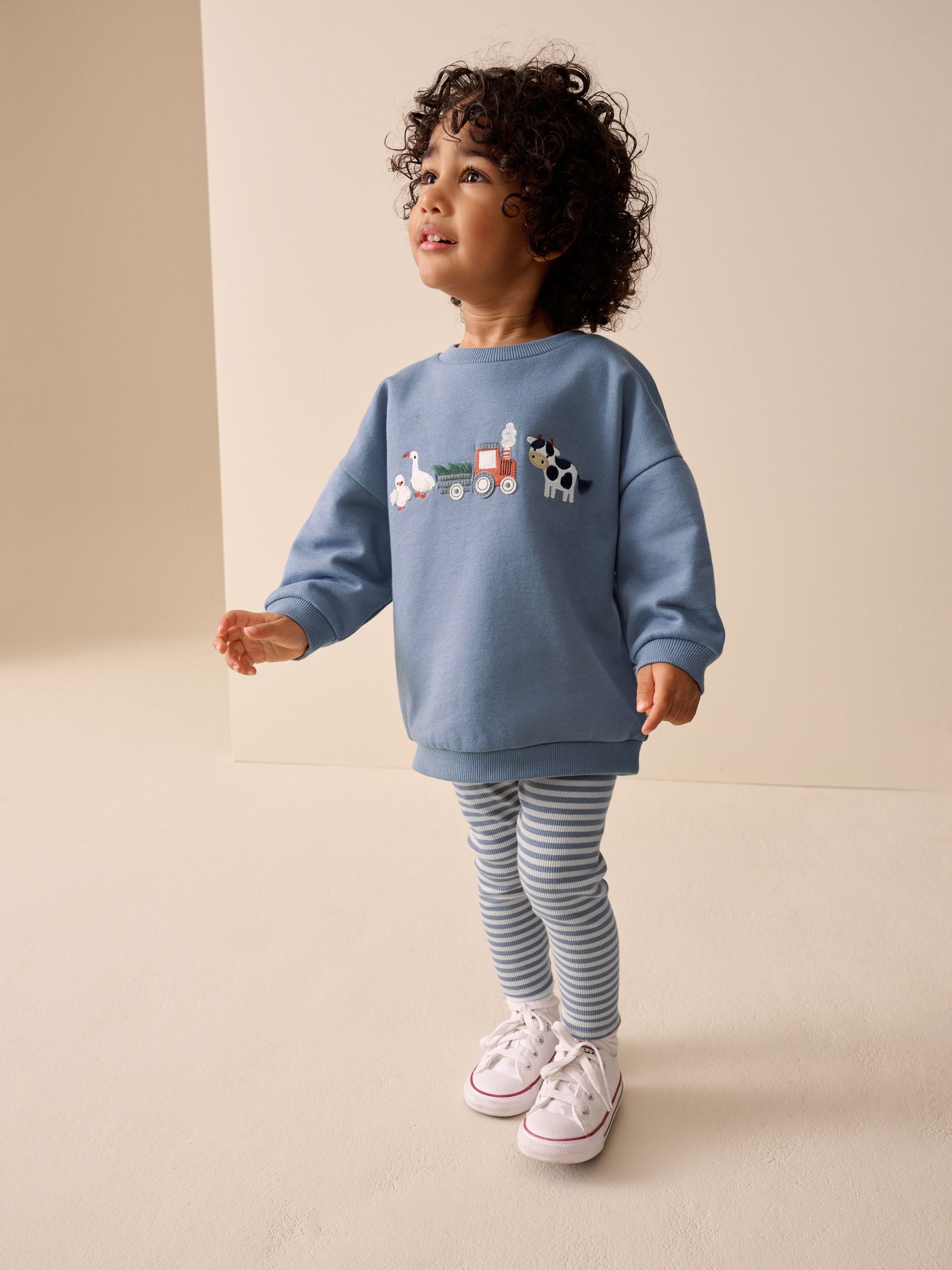 Mid Blue Crew Neck Sweatshirt and Leggings Set (3mths-7yrs) image 2