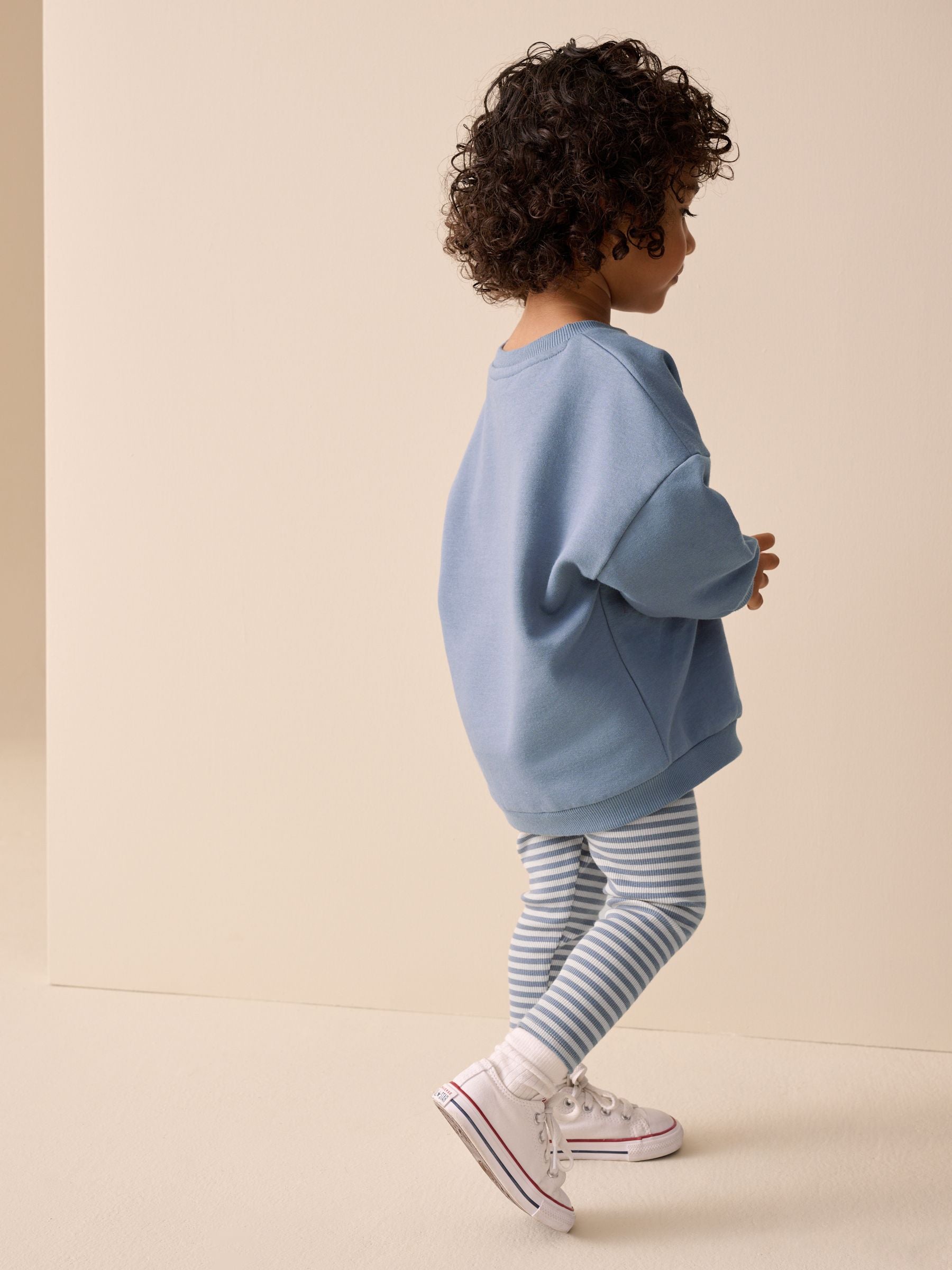 Mid Blue Crew Neck Sweatshirt and Leggings Set (3mths-7yrs) image 3