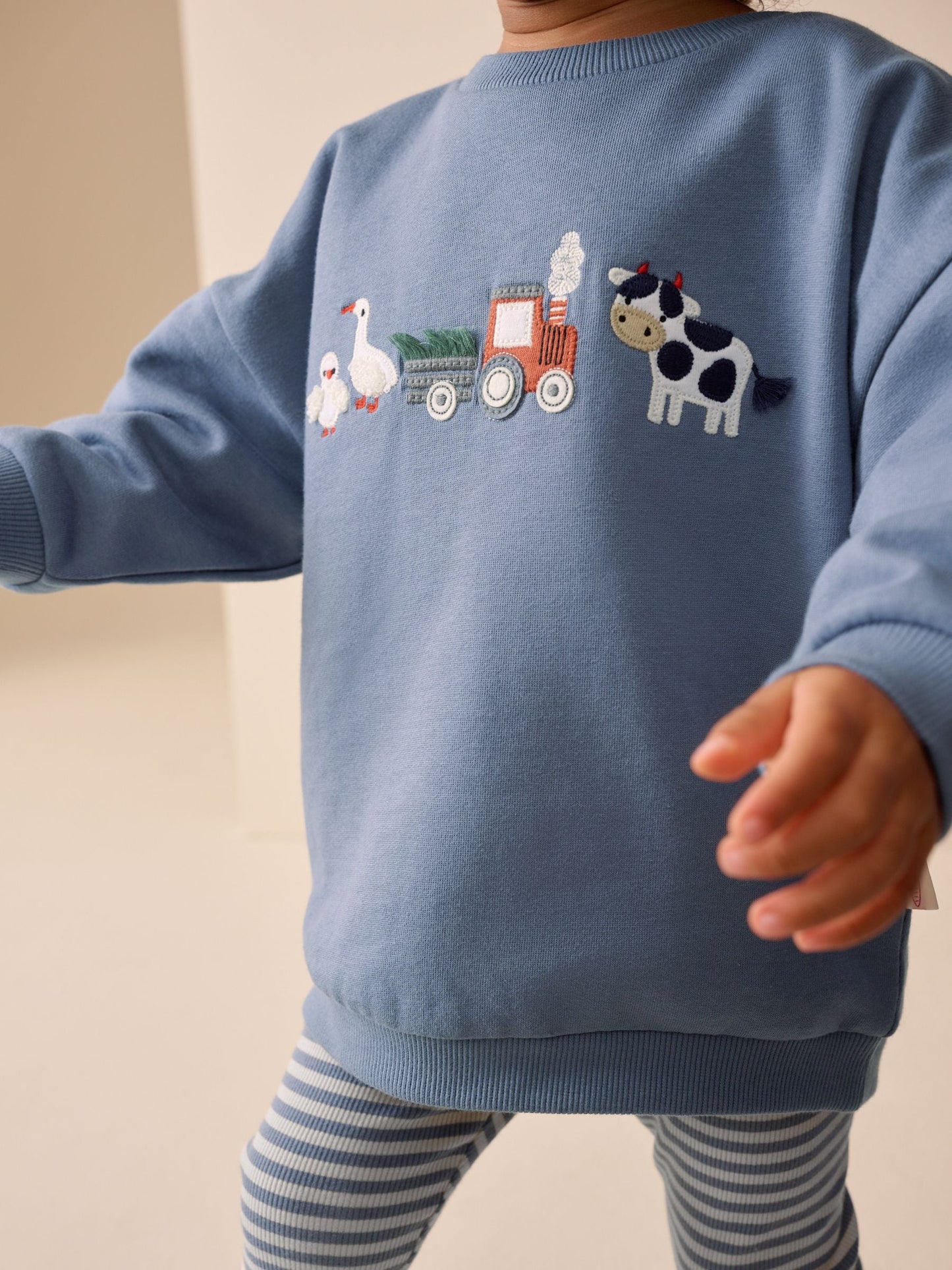 Mid Blue Crew Neck Sweatshirt and Leggings Set (3mths-7yrs) image 4