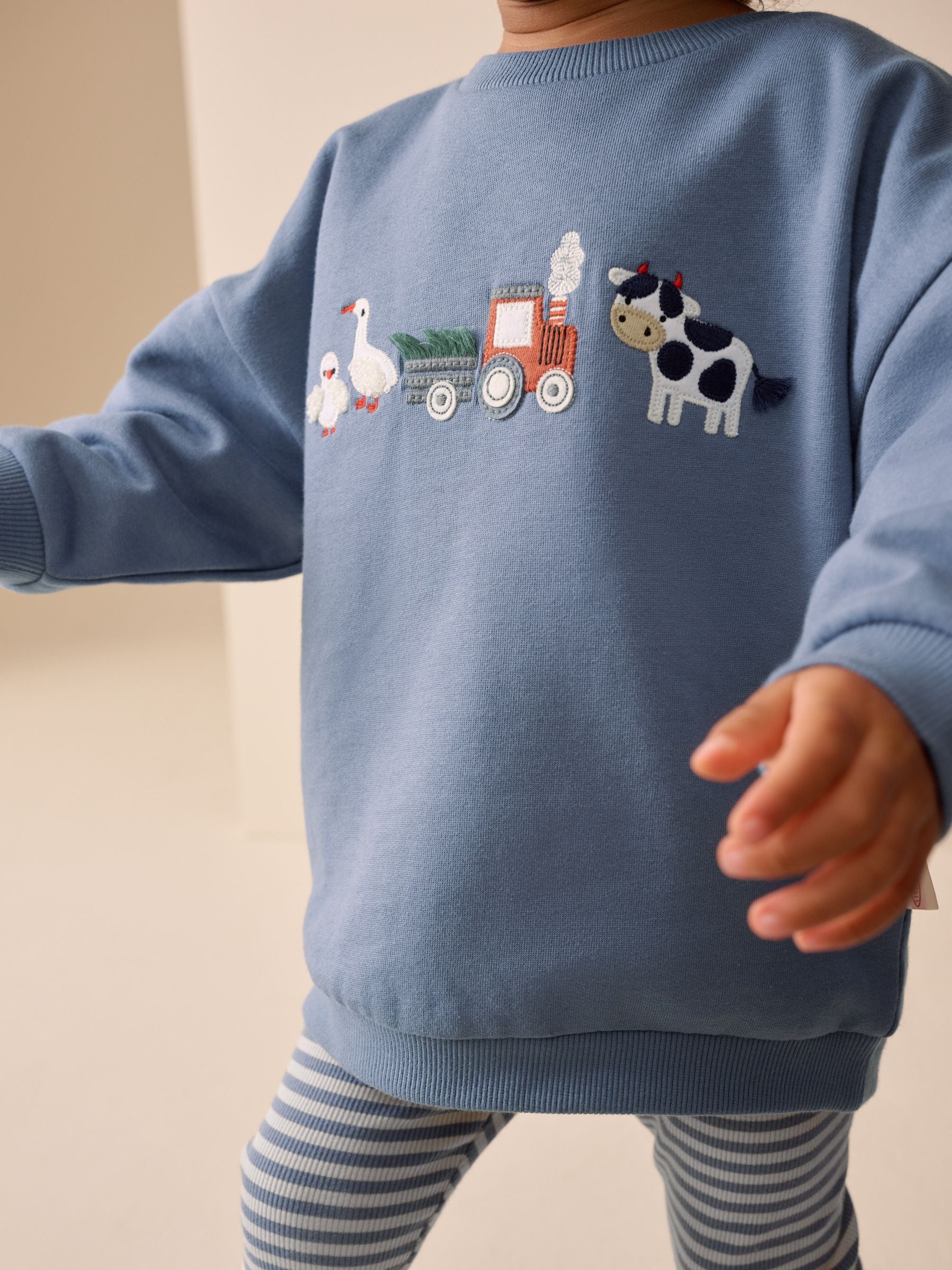 Mid Blue Crew Neck Sweatshirt and Leggings Set (3mths-7yrs) image 4