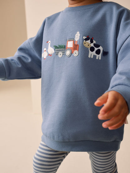 Mid Blue Crew Neck Sweatshirt and Leggings Set (3mths-7yrs) image 4