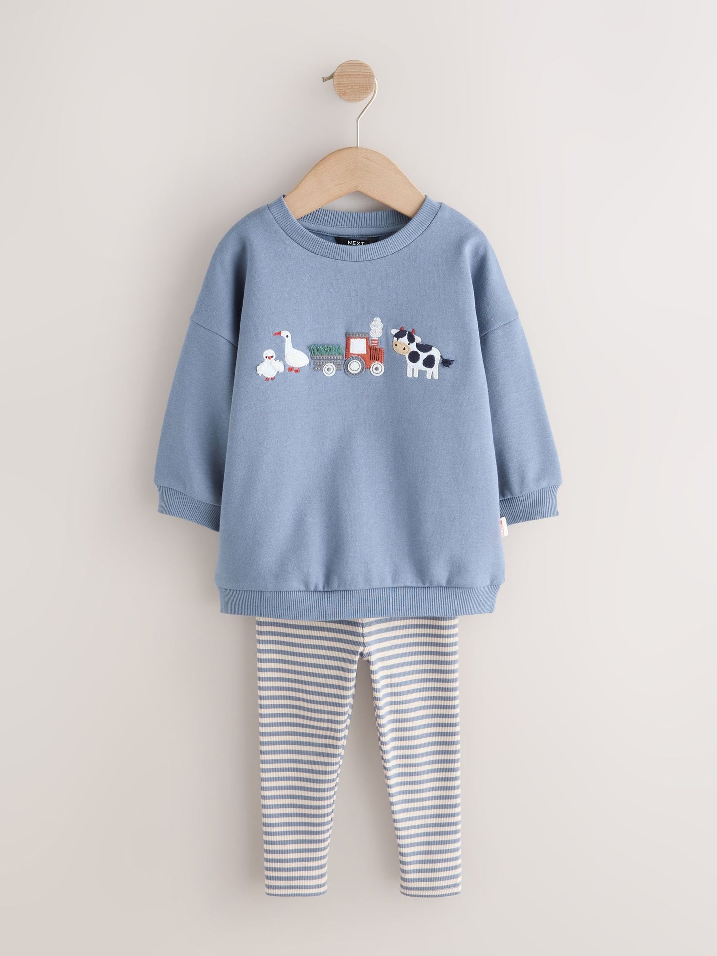 Mid Blue Crew Neck Sweatshirt and Leggings Set (3mths-7yrs) image 5