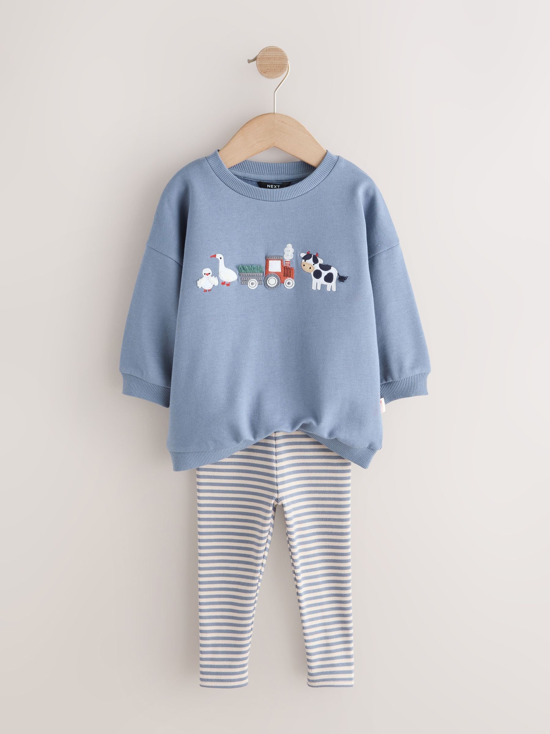Mid Blue Crew Neck Sweatshirt and Leggings Set (3mths-7yrs) image 6