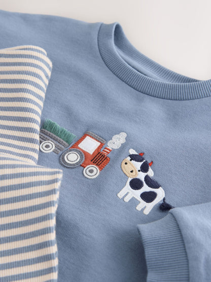 Mid Blue Crew Neck Sweatshirt and Leggings Set (3mths-7yrs) image 9