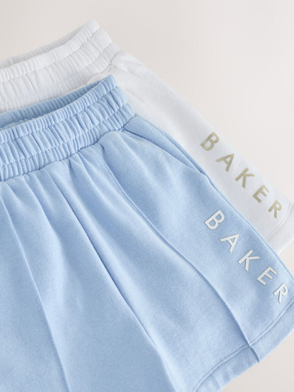 Baker by Ted Baker Blue/White Sweat Shorts 2 Pack image 5