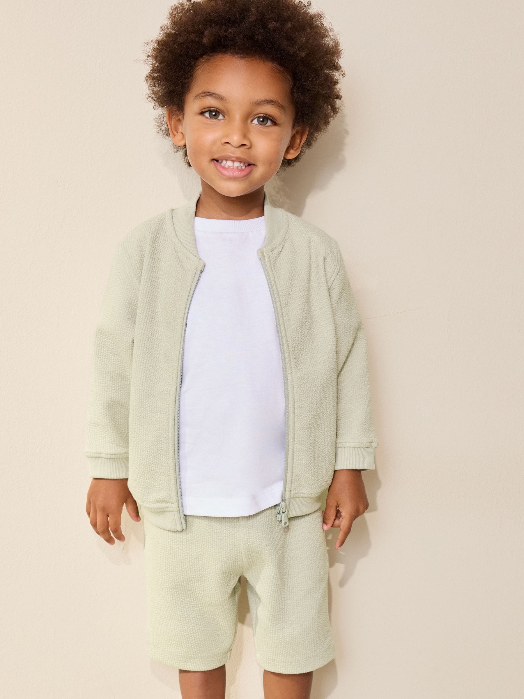 Sage Green Jersey Bomber and Shorts Set (3mths-7yrs) image 1