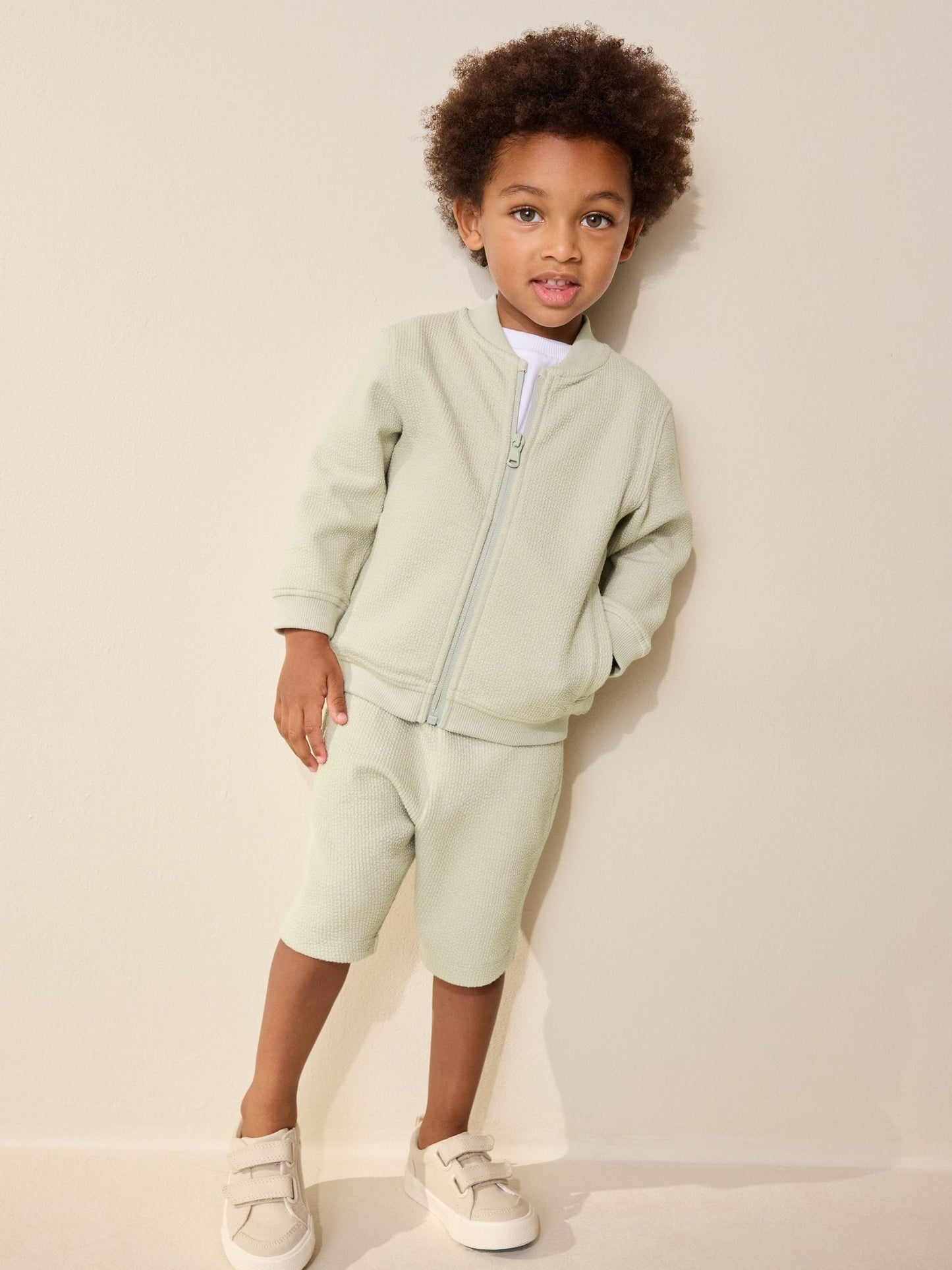Sage Green Jersey Bomber and Shorts Set (3mths-7yrs) image 2