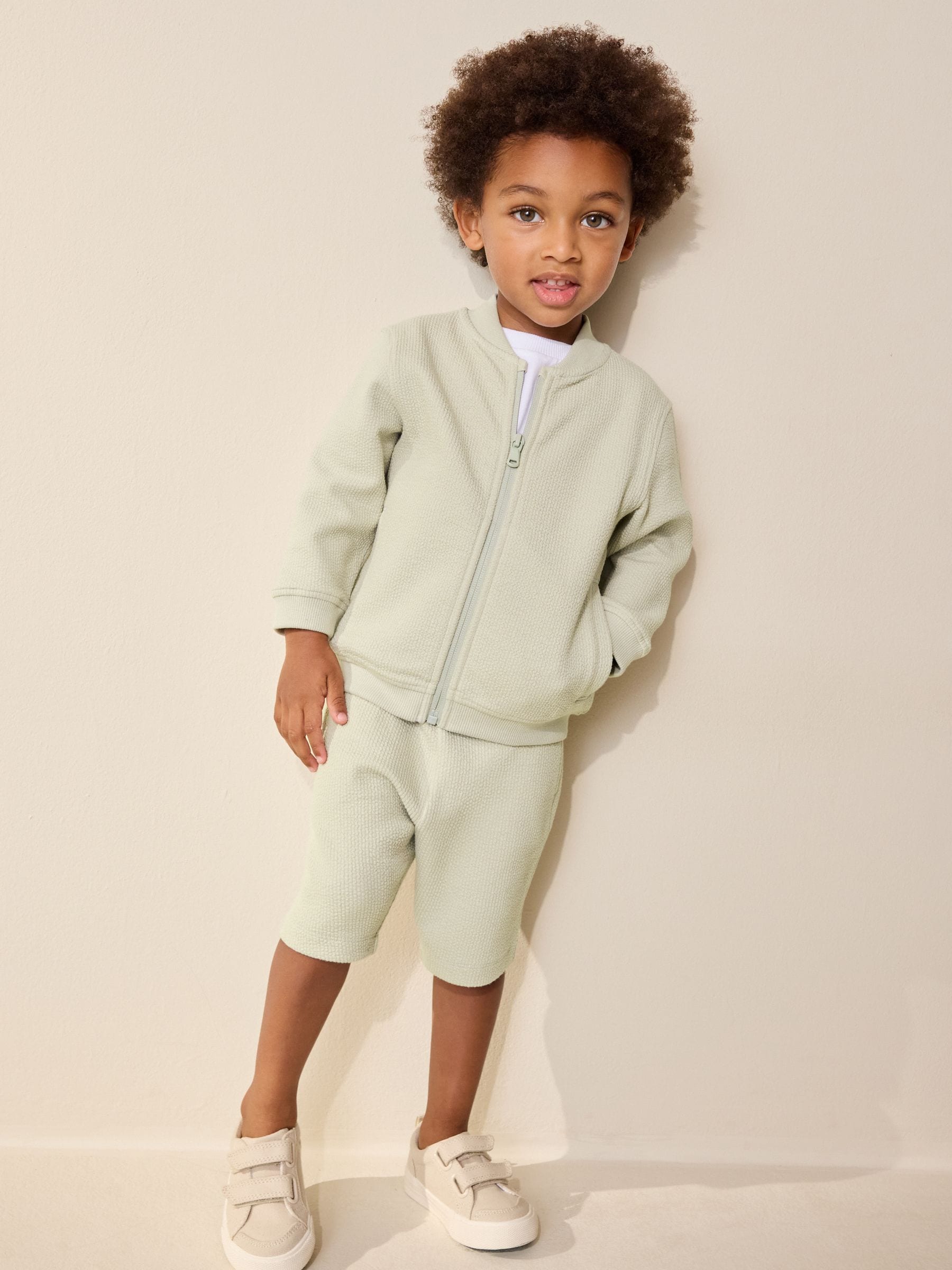 Sage Green Jersey Bomber and Shorts Set (3mths-7yrs) image 2