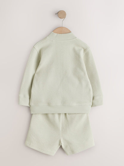 Sage Green Jersey Bomber and Shorts Set (3mths-7yrs) image 6