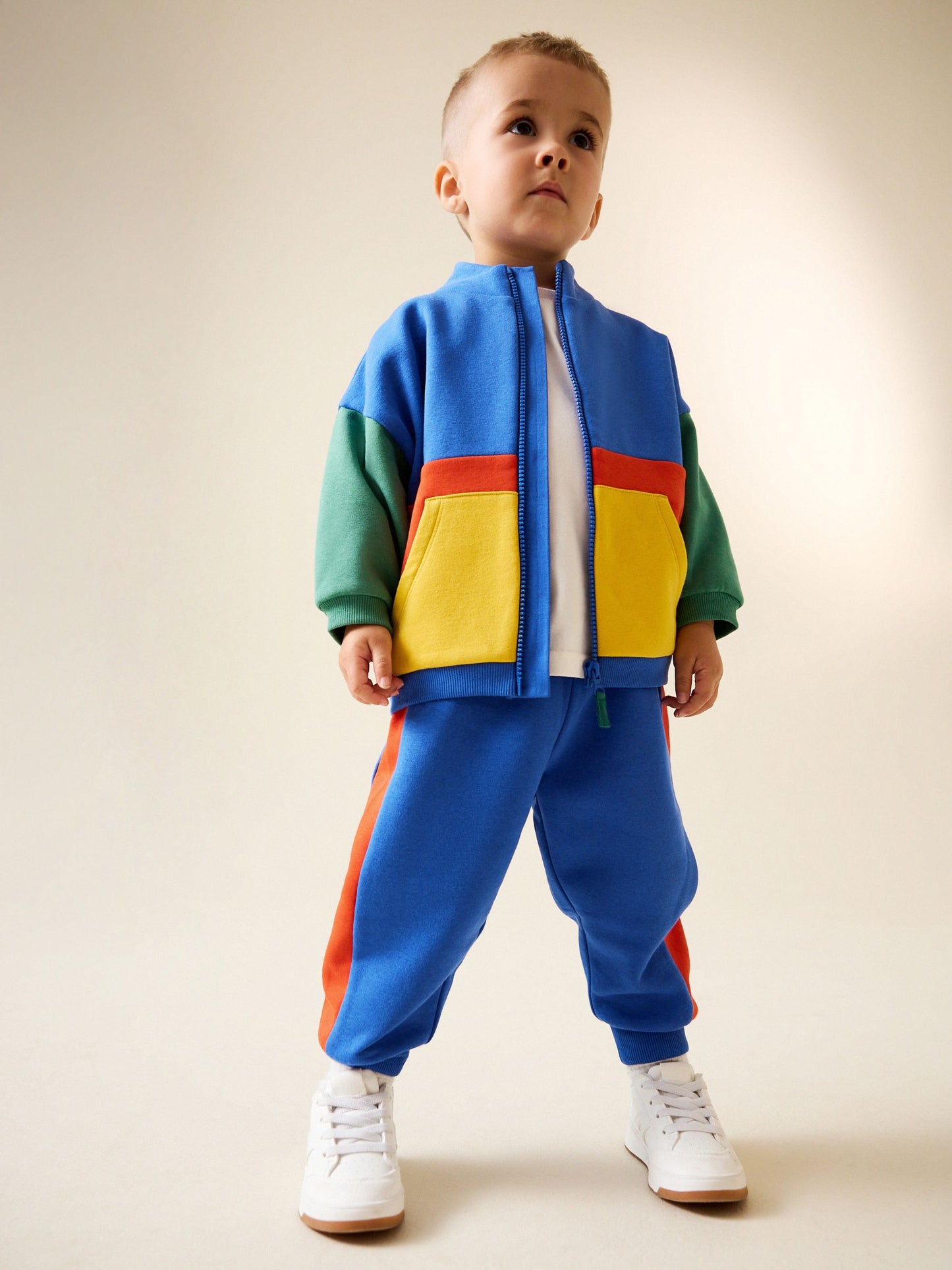 Green/Blue Colour Block Full Zip Sweat and Joggers Set (3mths-7yrs) image 1