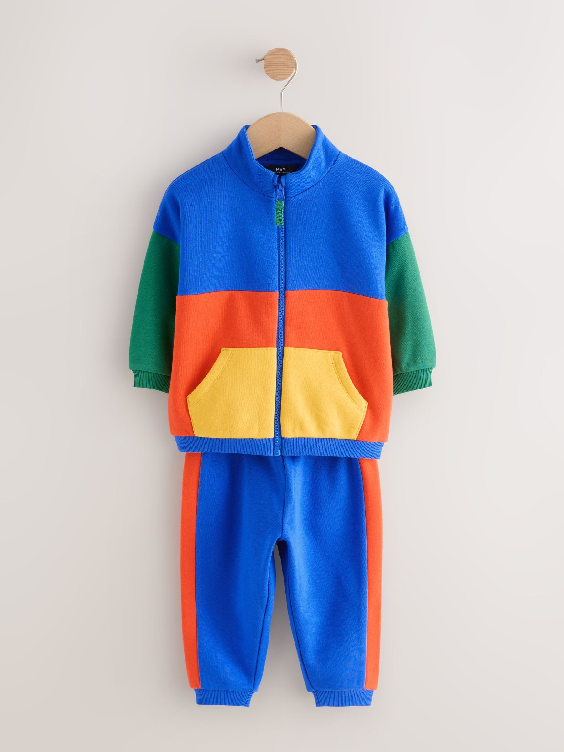 Green/Blue Colour Block Full Zip Sweat and Joggers Set (3mths-7yrs) image 6