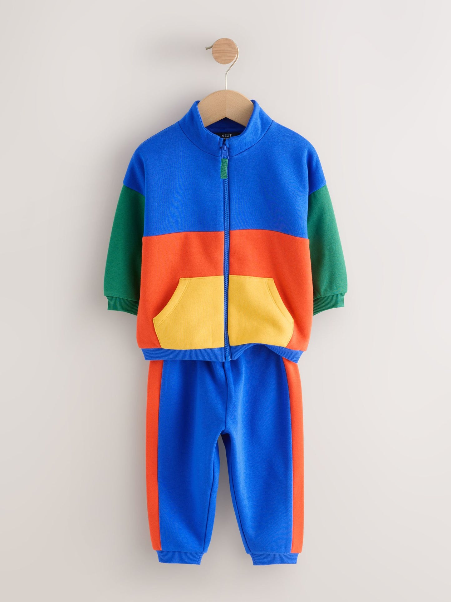 Green/Blue Colour Block Full Zip Sweat and Joggers Set (3mths-7yrs) image 7