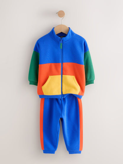 Green/Blue Colour Block Full Zip Sweat and Joggers Set (3mths-7yrs) image 7