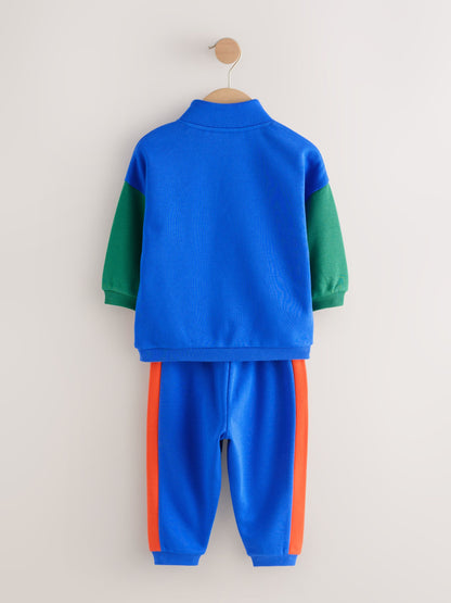 Green/Blue Colour Block Full Zip Sweat and Joggers Set (3mths-7yrs) image 8