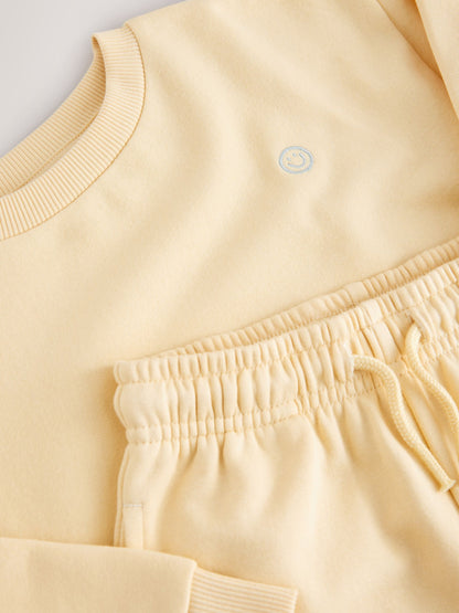 Light Yellow Single Plain Crew Neck Sweatshirt and Shorts Set (3mths-7yrs) image 10