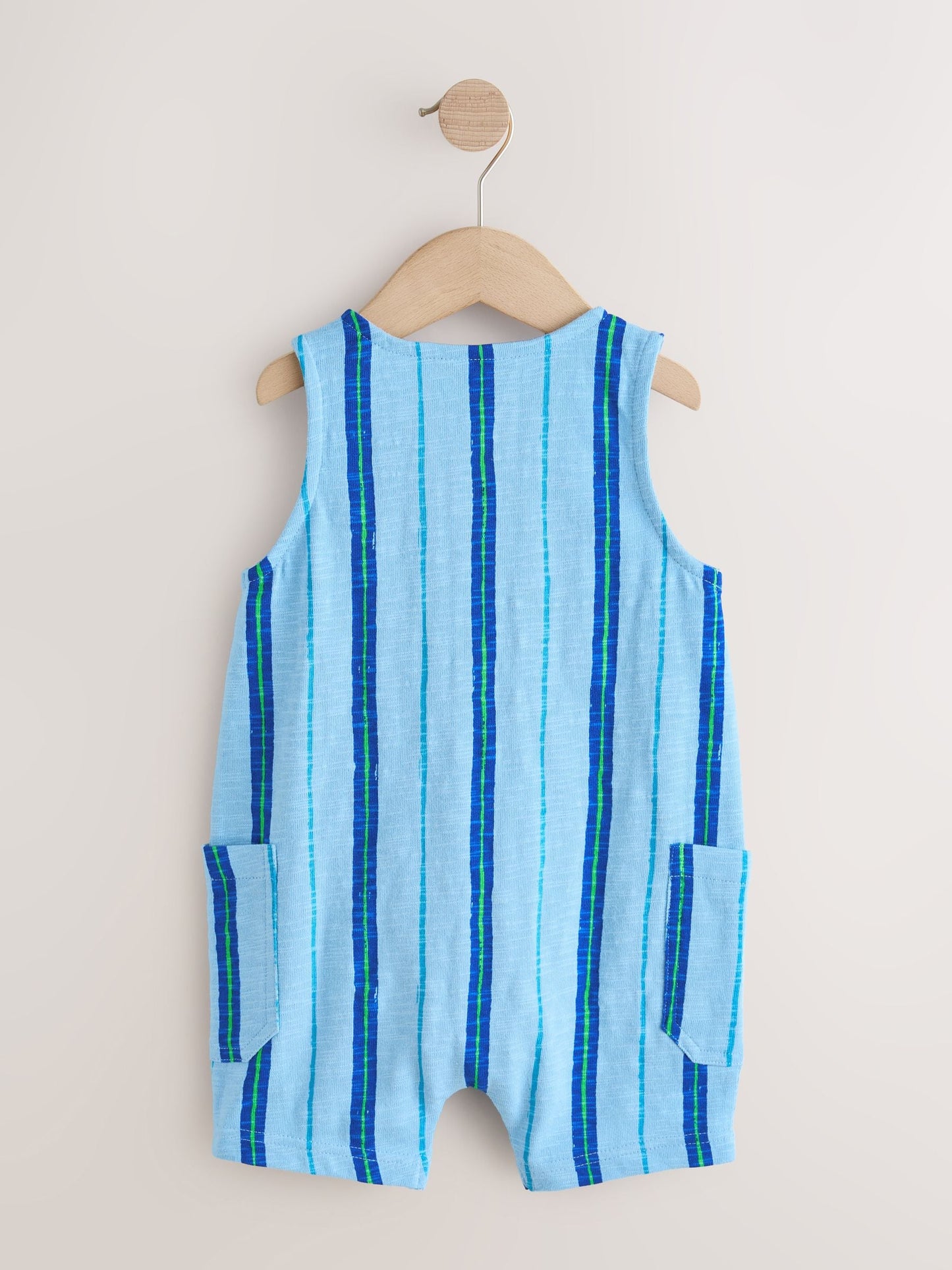 Blue Striped Textured Cotton Romper (3mths-7yrs) image 2