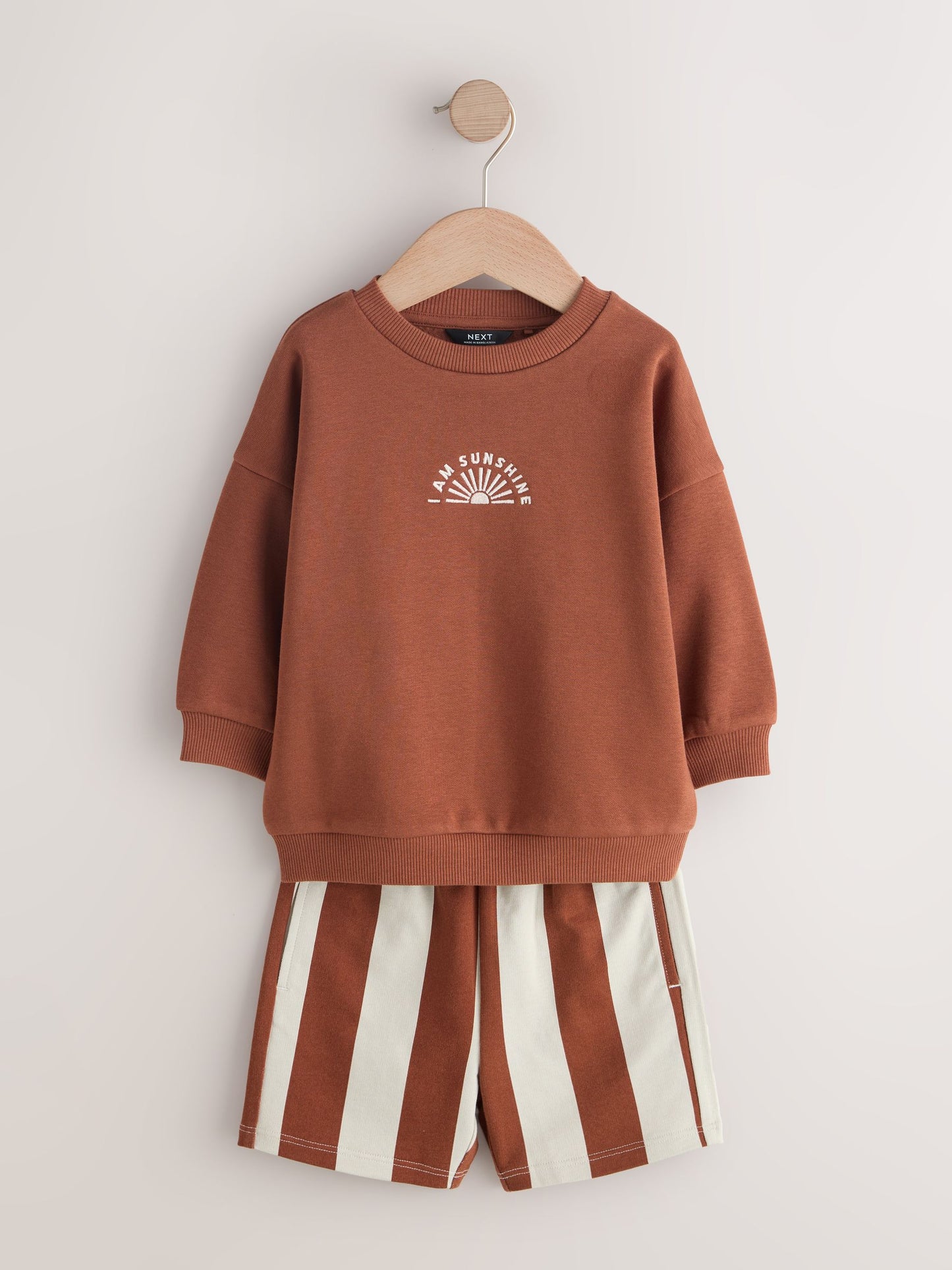 Rust Brown and Teal Crew Neck Sweatshirt and Shorts 2 Pack Set (3mths-7yrs) image 6