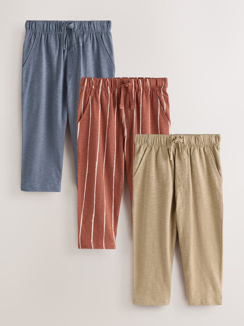 Rust Stripe Tan Brown And Grey Stripe Joggers 3 Pack (3mths-7yrs) image 1