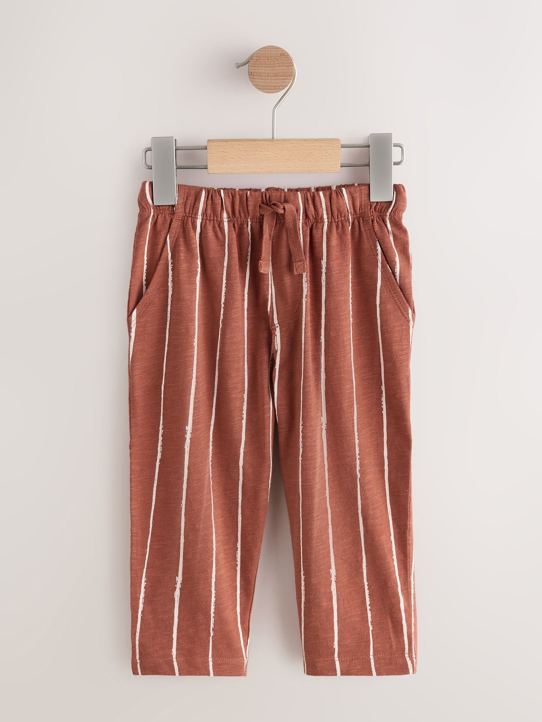 Rust Stripe Tan Brown And Grey Stripe Joggers 3 Pack (3mths-7yrs) image 4